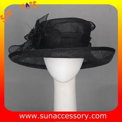 China New design elegant sinamay Church hats for girls ,trendy Sinamay wide brim church hat from Sun Accessory for sale