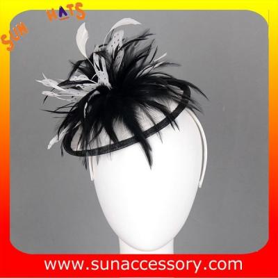 China 0915  fashion navy  sinamay fascinators hats and caps with feather  ,Fancy Sinamay fascinator  from Sun Accessory for sale