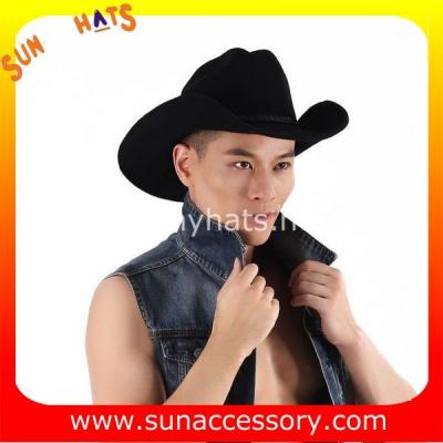 China 0372 wool felt cowboy hats for mens, black western cowboy hats for sale