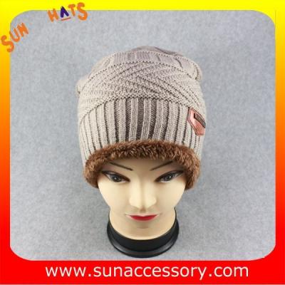 China AK17018 Sun Accessory advertising  winter knitted beanie hats for mens,Logo can be added for sale