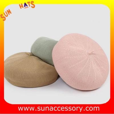 China L18001 New design hot sale summer Knitted beret hats for ladies ,Fashion Summer beret caps for girls OEM and ODM cap for sale