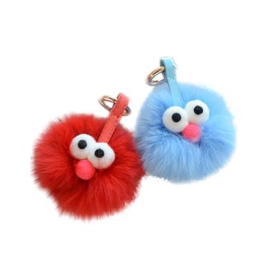 China Crystal Color Cartoon Cute Doll Plush Keychain Backpack Cute Dangling Toy Keychain for sale