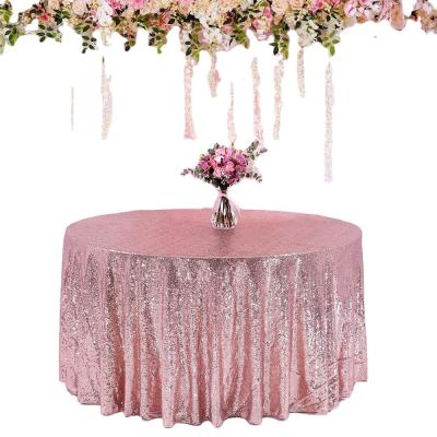 China Birthday Party Event Banquet Wedding Waterproof Fancy Decoration Round Sequin Embellished Tablecloth for sale