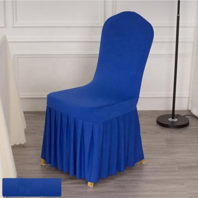 China Comfortable Universal Wedding Conference Banquet Hotel Chair Elastic Royal Blue Cover With Skirt for sale