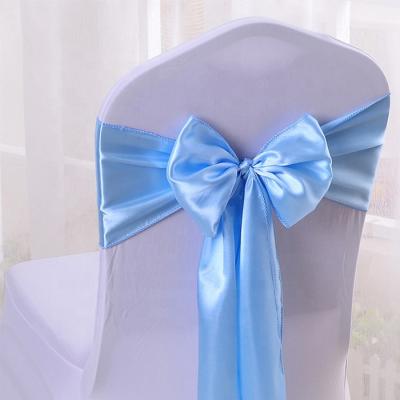 China Simple Wholesale Lace Ribbon Chair Sashes Wedding Decoration Bow for sale