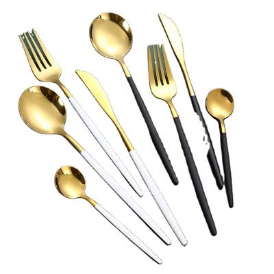 China Sustainable Ins Stainless Steel Cutlery Fashionable Fork Set Colorful Sliver Gold Cutlery High Quality Tableware for sale