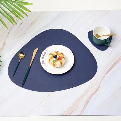 China Oilproof PU Place Mat Dining Table Mat Decor Mat Heat Insulation Leather Stylish Customizable Tableware for sale