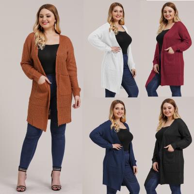 China Wholesale Custom Made Breathable Autumn Sweater Long Cardigan Open Front Plus Size With Pocket For Women for sale