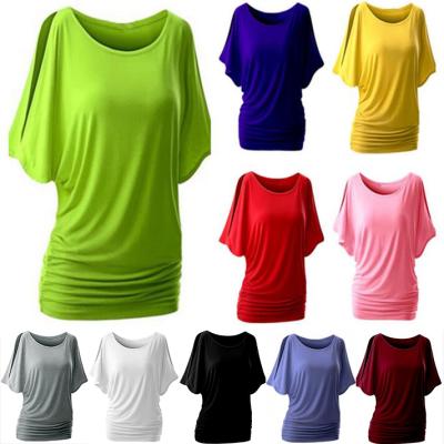 China China Factory Amazon White Logo Short Sleeve Off Shoulder Breathable T-shirt Women Blouse Tops for sale