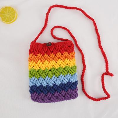 China Lady China Factories Handmade Crochet Cute Small Handbags Women Shoulder Phone Bag for sale