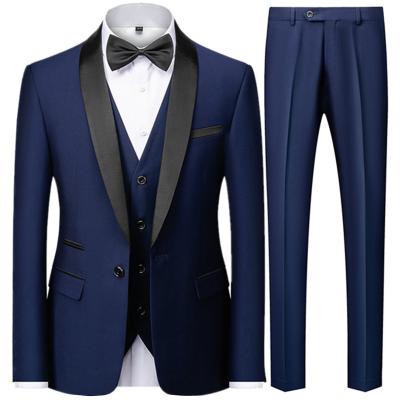 China Skirts Suits Mens Wedding Color Block Collar Suits Jacket Pants Vest Business Casual Male Wedding Blazers Coat Vest Pants 3 Piece Set for sale