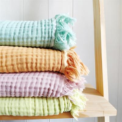 China PORTABLE High Quality Cotton Muslin Wrap Baby Blanket Throw Blankets for sale