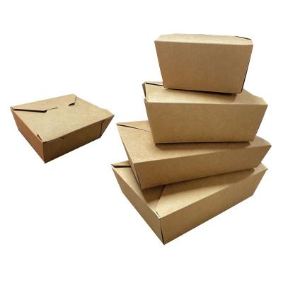 China Biodegradable Custom Printed Biodegradable Disposable Kraft Paper Container For Fast Food Packaging Take Away Food Paper Box for sale