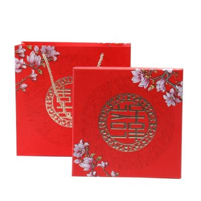 China Recycled Materials New Year Red Color Cheaper Cheap Luxury Cardboard Gift Box Custom Design Hot Stamping Cardboard Gift Jewelry Box In Packaging Boxes for sale