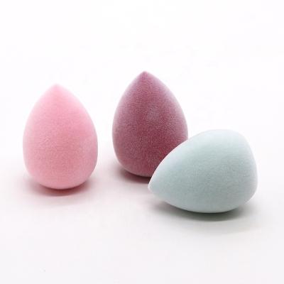 China Flocking New Waterdrop Velvet Latex Beauty Powder Blast Makeup Sponge Free Eco Friendly Soft Flocking Cosmetic Blender for sale