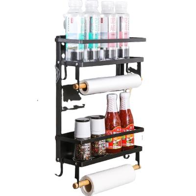 China Sustainable Magnetic Kitchen Rack Fridge Organizer - Paper Towel Rack, Rustproof Spice Jars Rack, Removable Fridge Storage Shelf Hook for sale