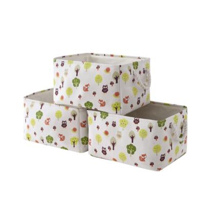 China Wholesale INS Toy Foldable Portable Cloth Fabric Storage Box Eco-Friendly Durable Natural Canvas Cloth Packing Basket for sale