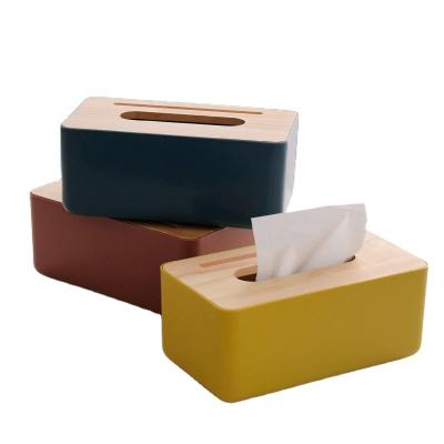 China Nordic Durable Eco-friendly Tissue Box Household Color Bamboo Napkin Tissue Box Bamboo Wooden Tissue Box for sale