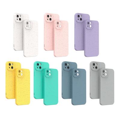 China Shockproof Eco Friendly Natural Wheat Straw Recycle Phone Case Biodegradable TPU Phone Case For iphone 11 12 13 14 15 for sale