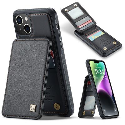 China Shockproof New Design PU Leather Back Cover Credit Card Slot Mobile phone case for iPhone 15 Plus Card Holder Cover for sale