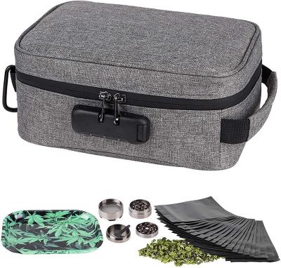 China Smell Proof Smell Proof Stash Bag With Combination Lock Travel Storage Case Carbon Lined Smell Proof Bag For Weed Grass for sale