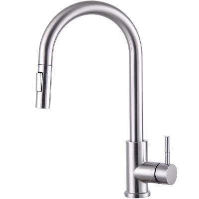 China Pull Out Spray Functional customized single handle kitchen sink faucet Contemporary Brushed Pullout Kitchen Mixer with Single Lever Deck Mount for sale