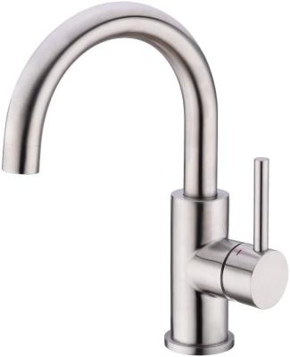 China Metered Faucets Brushed Surface Single Handle Kitchen Mixer Taps with Soft Water Stainless Steel Faucet in Kitchen for sale