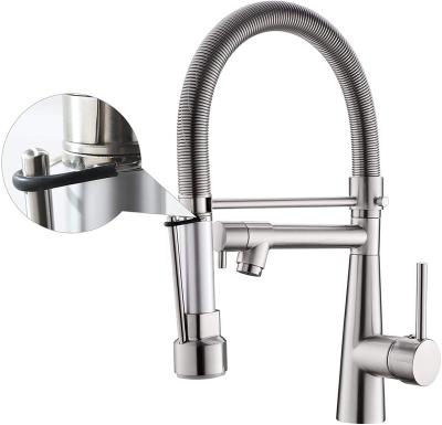 China Pull Out Spray Specialist Supply Easy To Installed Water Ridge Unique Spring Kitchen Faucet 360 Degree Rotating Pull Down Buckle Double Outlet for sale