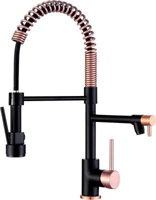 China Pull Out Spray Pull Down Spray Faucet Rose Gold Black Ceramic Brushed Modern Luxury Contemporary China Drop Ship Tap for Kitchen Dual Handle for sale