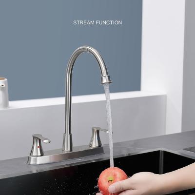 China Metered Faucets 2-Handle Faucet for 3-Hole Kitchen Sink Stainless Steel Brushed Nickel Centerset Kitchen Sink Faucet for RV Camper Utility Sink for sale