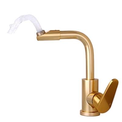 China Metered Faucets Black Gold Bathroom Sink Tap Aluminum 360 Rotate Deck Mounted Mixer Faucets Cold Hot Water Crane Sink Mixer Basin Taps for sale