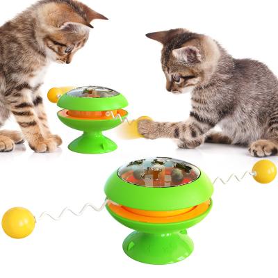 China Temptress Stocked Pet Cat Toys Gyro Rotary Feeding Puzzle Roller Toy Interactive Cat Toy Boll for sale