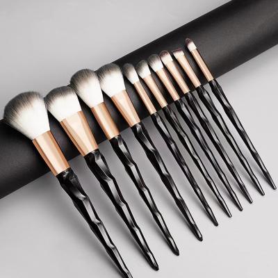 China Wholesale Black Diamond Handle Makeup Brushes Diamond Handle Design Make Up Tools Brush For Women Professional Makeup 10 PC Mekup Brush Set for sale