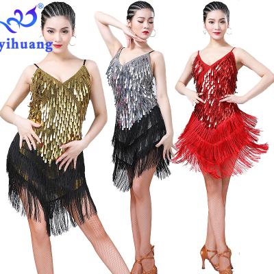 China Hot Sale Attractive Sequin Tassel Latin Dress Women Dance Costumes for sale