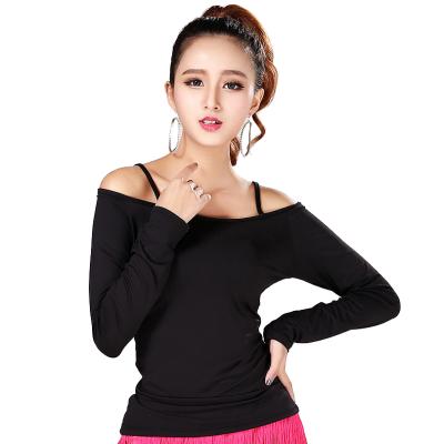 China from above & Tees Wholesale Cha Cha Salsa Tango Ballroom Women Long Sleeves Dance Tops Girls Dance Performance Wear Cheap Latin Blouses for sale