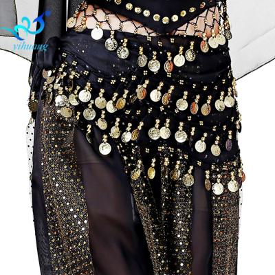 China Hot Sale Breathable Washable Belly Dance Hip Scarf Performance Wear Belly Dance Wrap Belt Gold Coin The Hip Skirt for sale