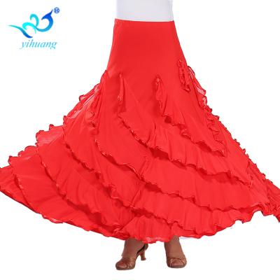 China Eco-Friendly / Breathable Elegant Dance Wear Performance Practice Long Skirt For Standard Modern Ballroom Tango Waltz Costume for sale