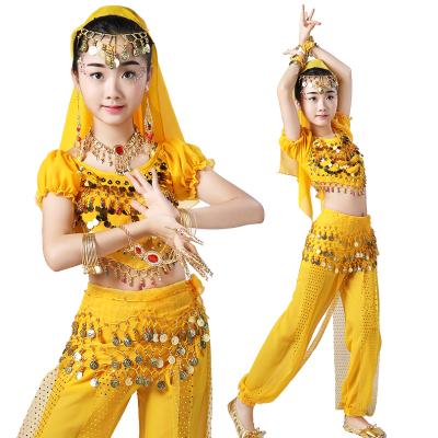 China Wholesale Indian Girls Supply Washable Breathable Kids Belly Dancing Costume Kids Egyptian Belly Dance Dress 6pcs Set for sale