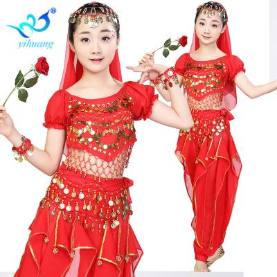 China 2019 Breathable Wholesale Children Performance Dance Wear Sequin Girls Indian Belly Dance Costume for sale