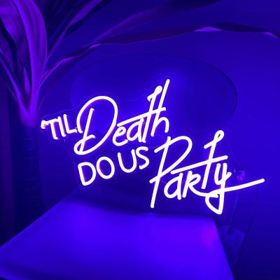 China Acrylic Neon Light Til Death Do Us Party Buildings Custom Wall Mounted Led Neon Sign Letter for sale