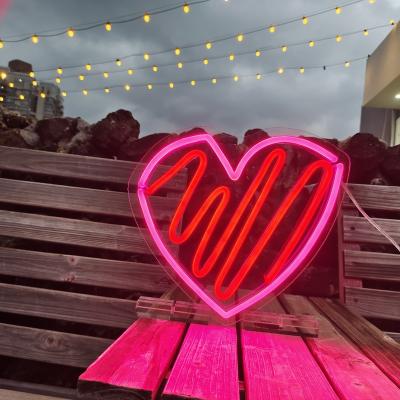 China Custom Buildings Heart Shape Neon Sign For Wedding Decoration Home Party Acrylic Letter Light for sale