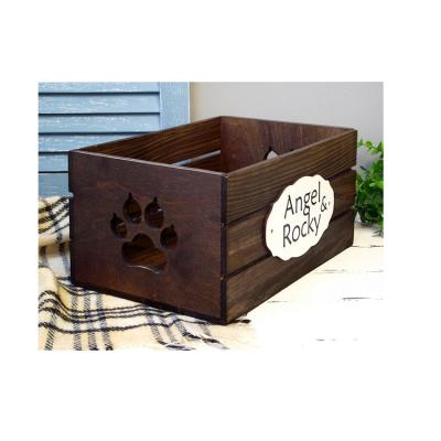 China Universal Dog Storage Box Europe Toy Box Personalized Dog Toy Storage Wooden Pet Furniture Wooden Crate for sale