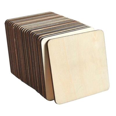 China Sustainable Customized Natural Wooden Coasters 24 Pack Square Drinks Cup Coasters For Kitchen Home Office for sale