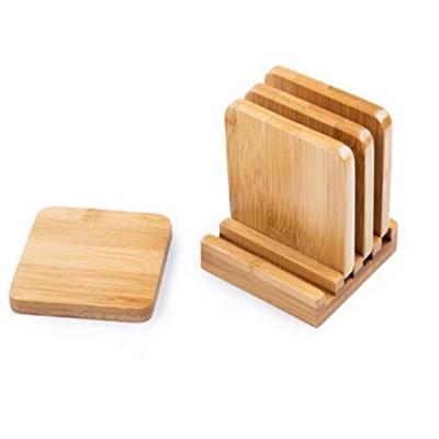 China Art Decor Stylish and Stylish Bamboo Coasters Set of 4 Packs with Stand Classic Design Great Gift Idea for sale