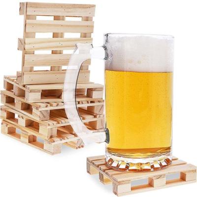 China 6-Pack CLASSIC Mini Wooden Pallet Beverage Coasters for hot and cold drinks for sale