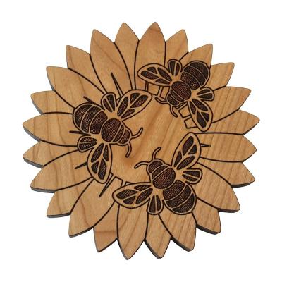 China Contemporary Solid Wood Coasters on Extra Thick Hand Wooden Coasters on Ornate Tripods for sale