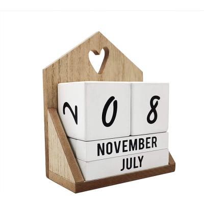 China 2021Hot Sale Contemporary Wooden Desk Calendar Custom Luxury Wooden Calendar Blocks for sale