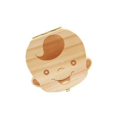 China Contemporary Wooden Handsome Boy Head Portrait Personalized Milk Teeth Keepsake Deciduous Box for sale