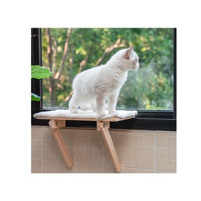 China Sustainable Regular Wooden Cat Window Perch With Soft Plush Cushion For Indoor Cat Window Bed for sale