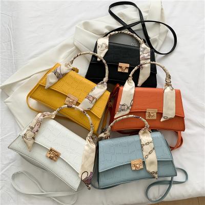 China SXCCYH New Stone Pattern Solid Color Small Scarf Bag Korean Version Waterproof Square Silk Single Shoulder Handbag Cross Bag for sale